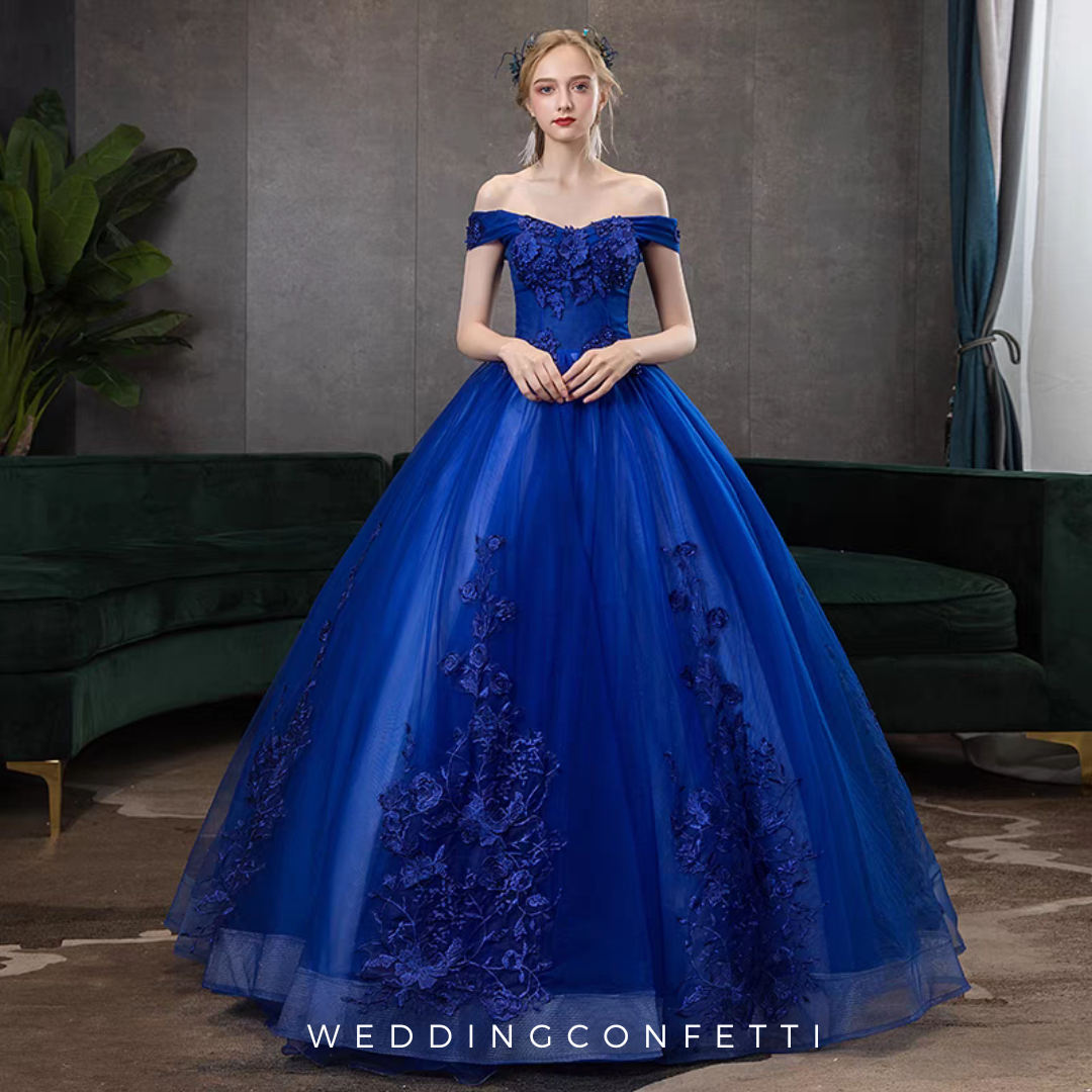 Madilyn Royal Blue Off Shoulder Gown