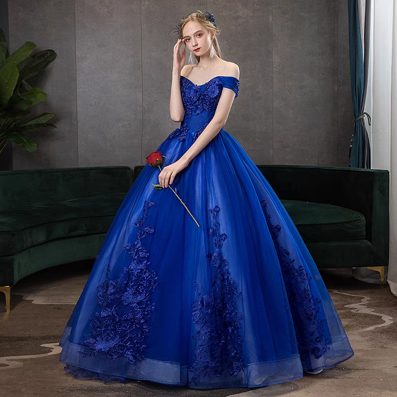 Madilyn Royal Blue Off Shoulder Gown