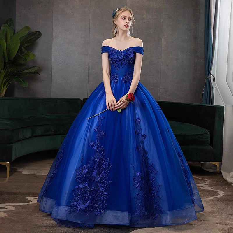 Madilyn Royal Blue Off Shoulder Gown