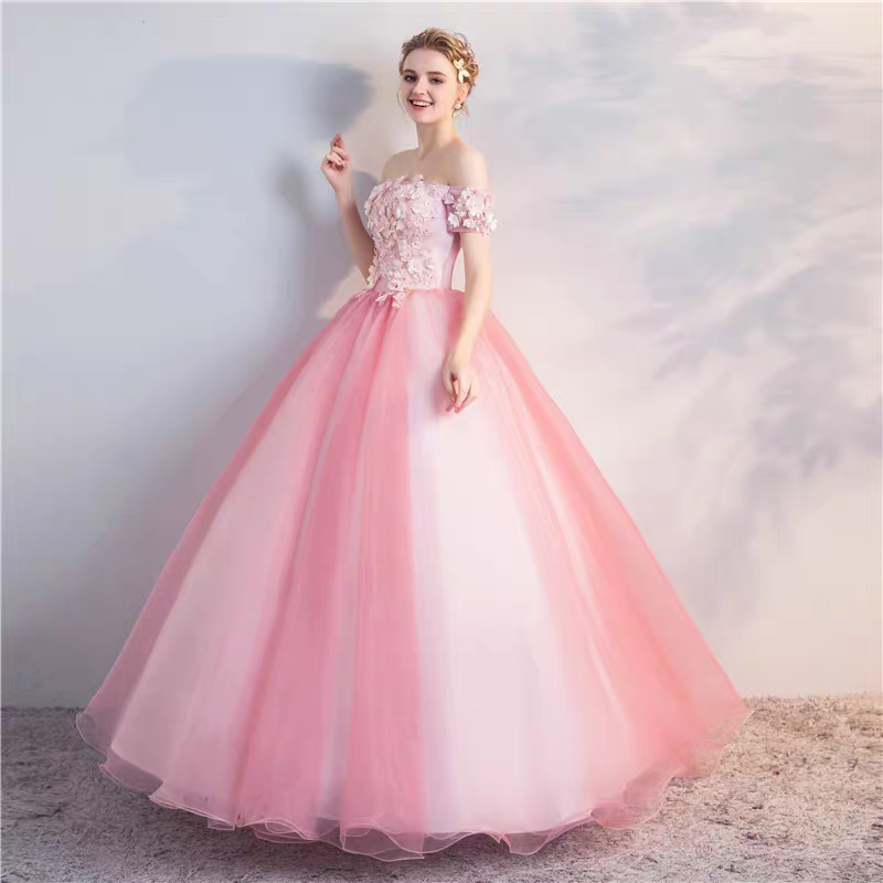 Mallory Pink Ball Off Shoulder/Sleeveless Gown - 2 Design Options.