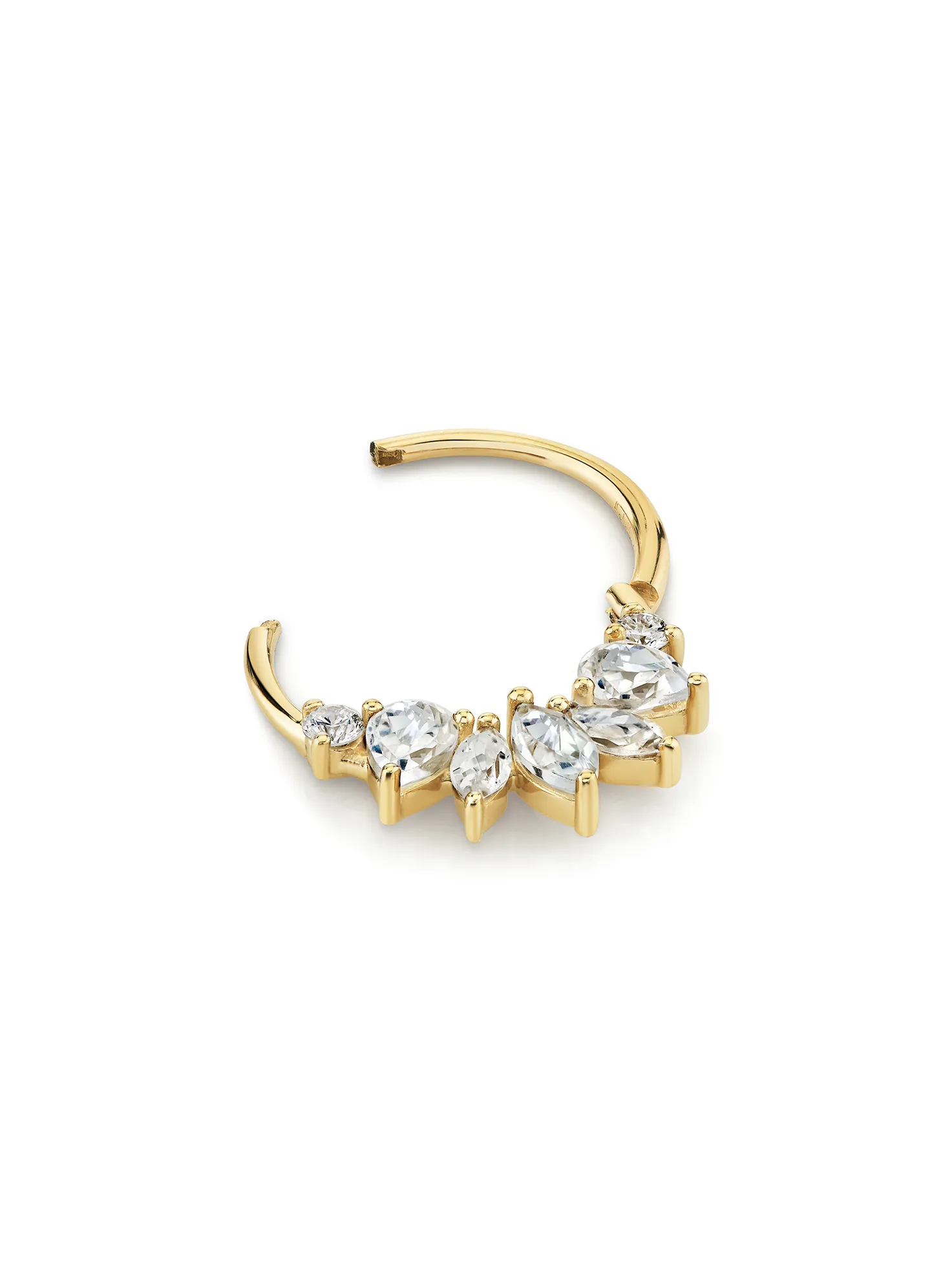 Marquise White Diamond and Topaz Gold Hoop Earring