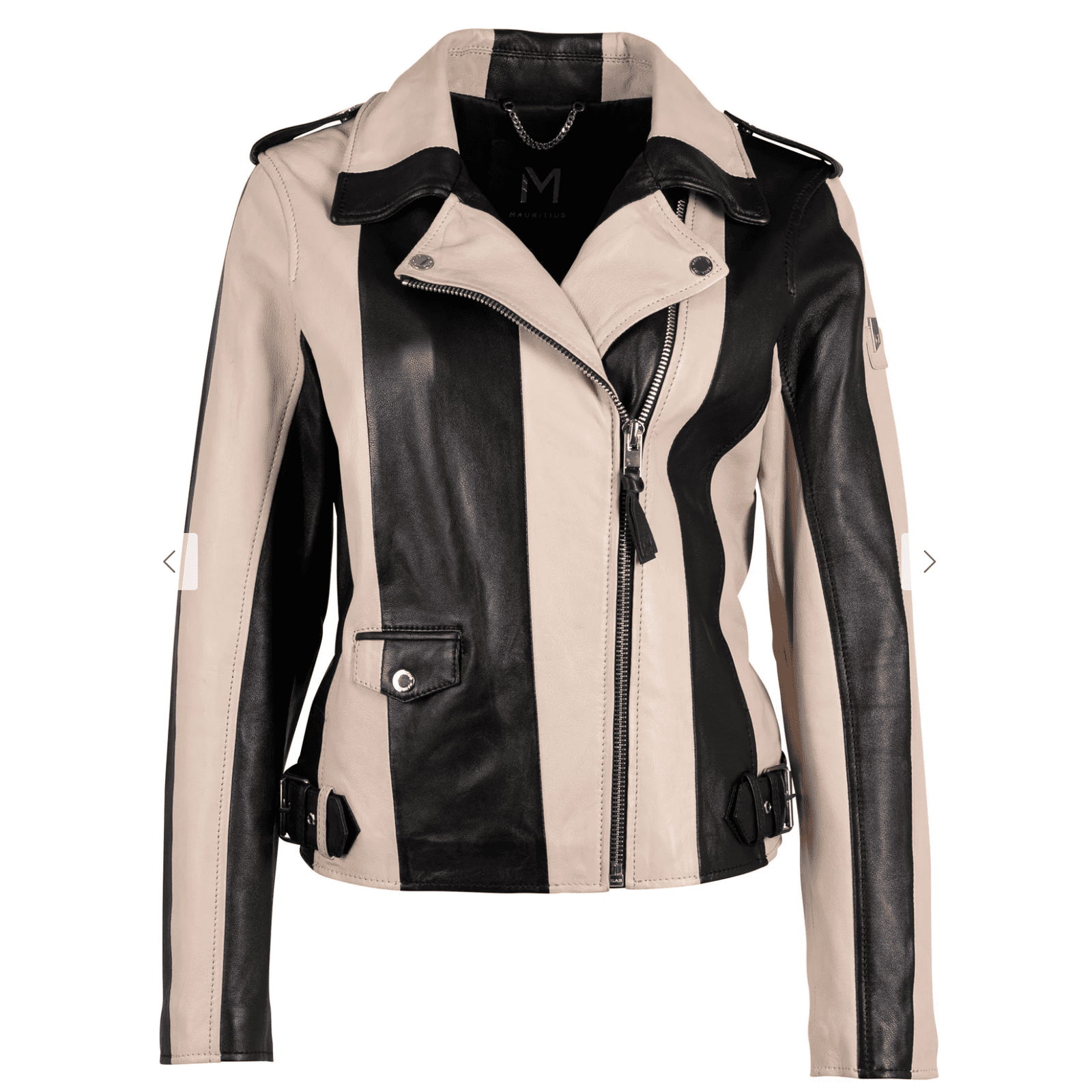 Mauritius Armilla CF Striped Leather Jacket, Black and Beige