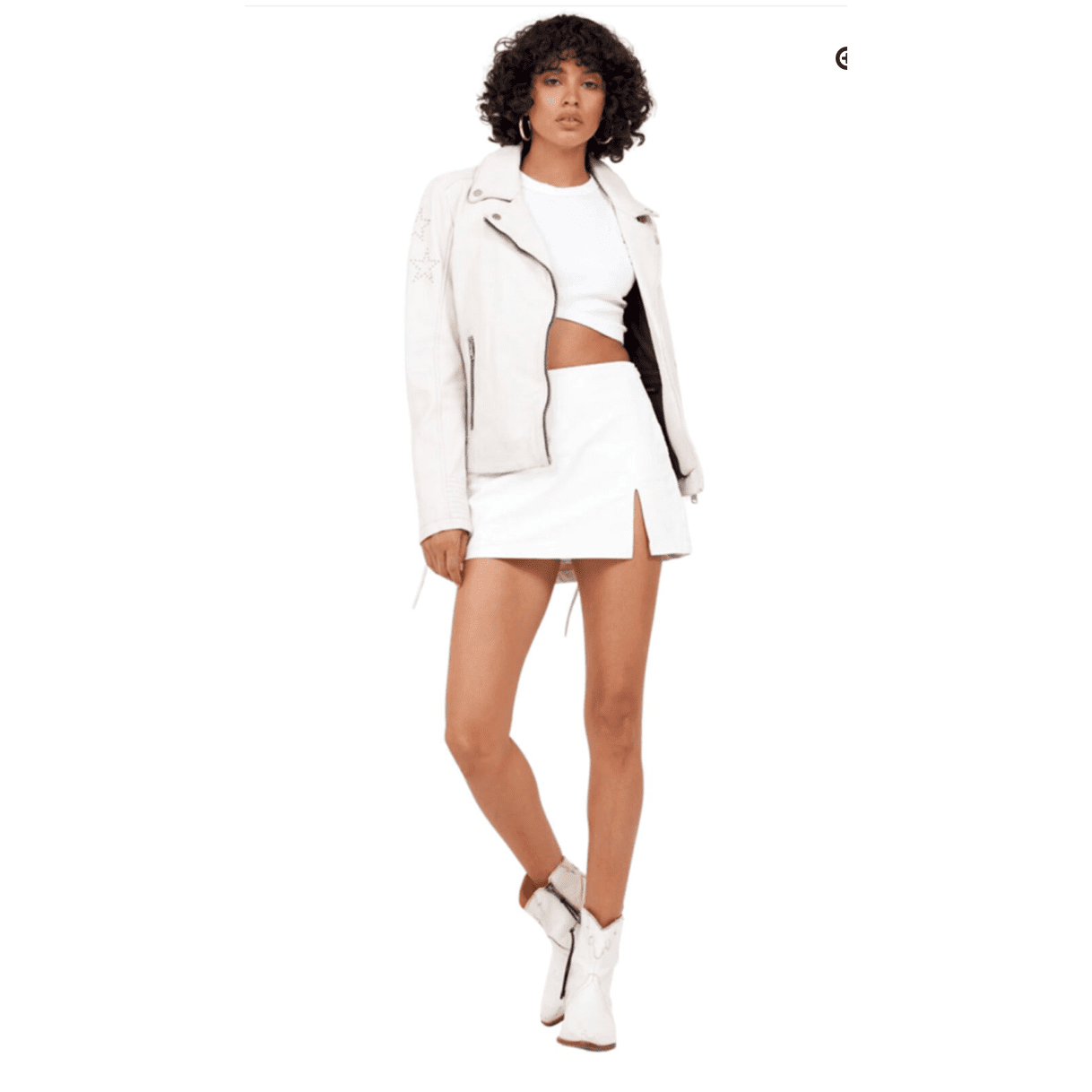 Mauritius Leather Studded Star Jacket - White