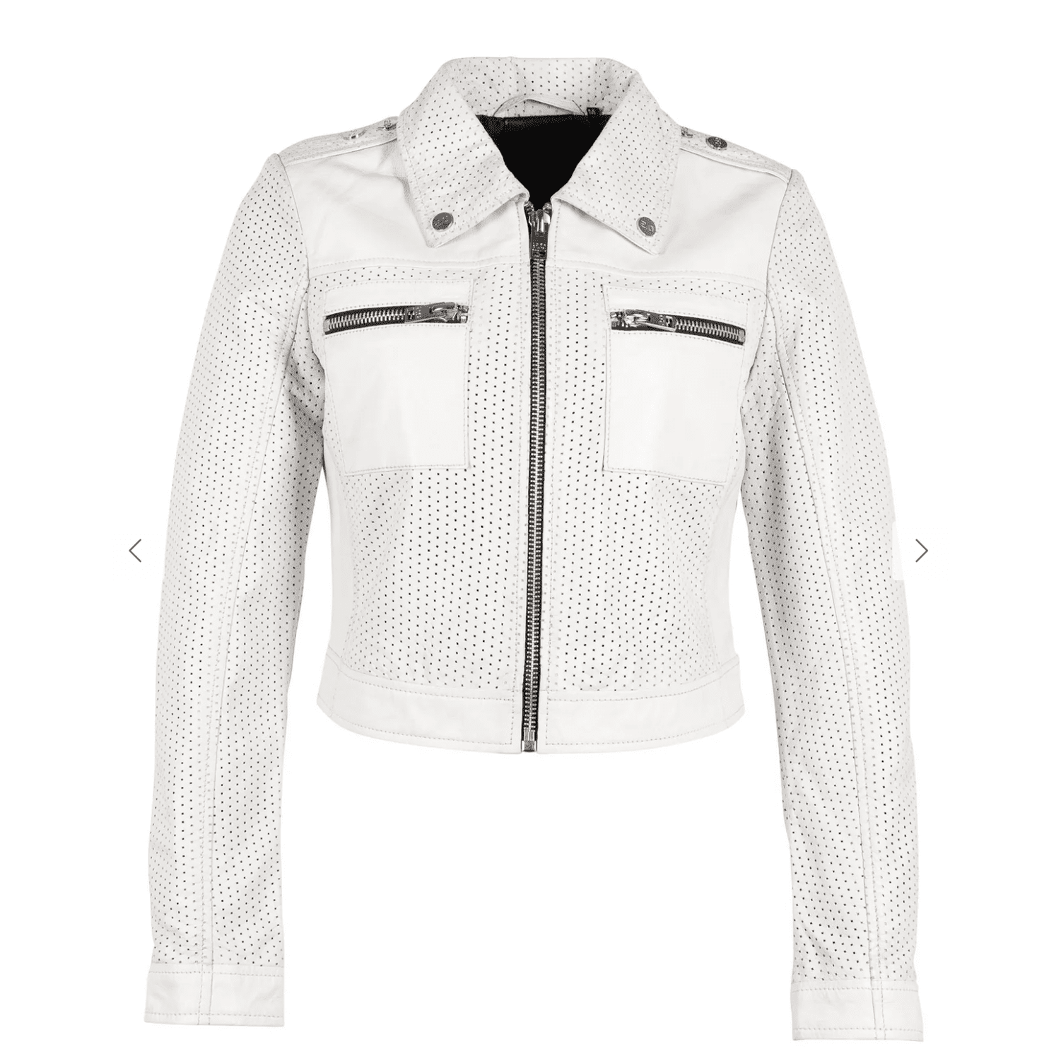 Mauritius Shala RF White Perforated Leather Jacket