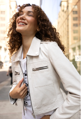 Mauritius Shala RF White Perforated Leather Jacket