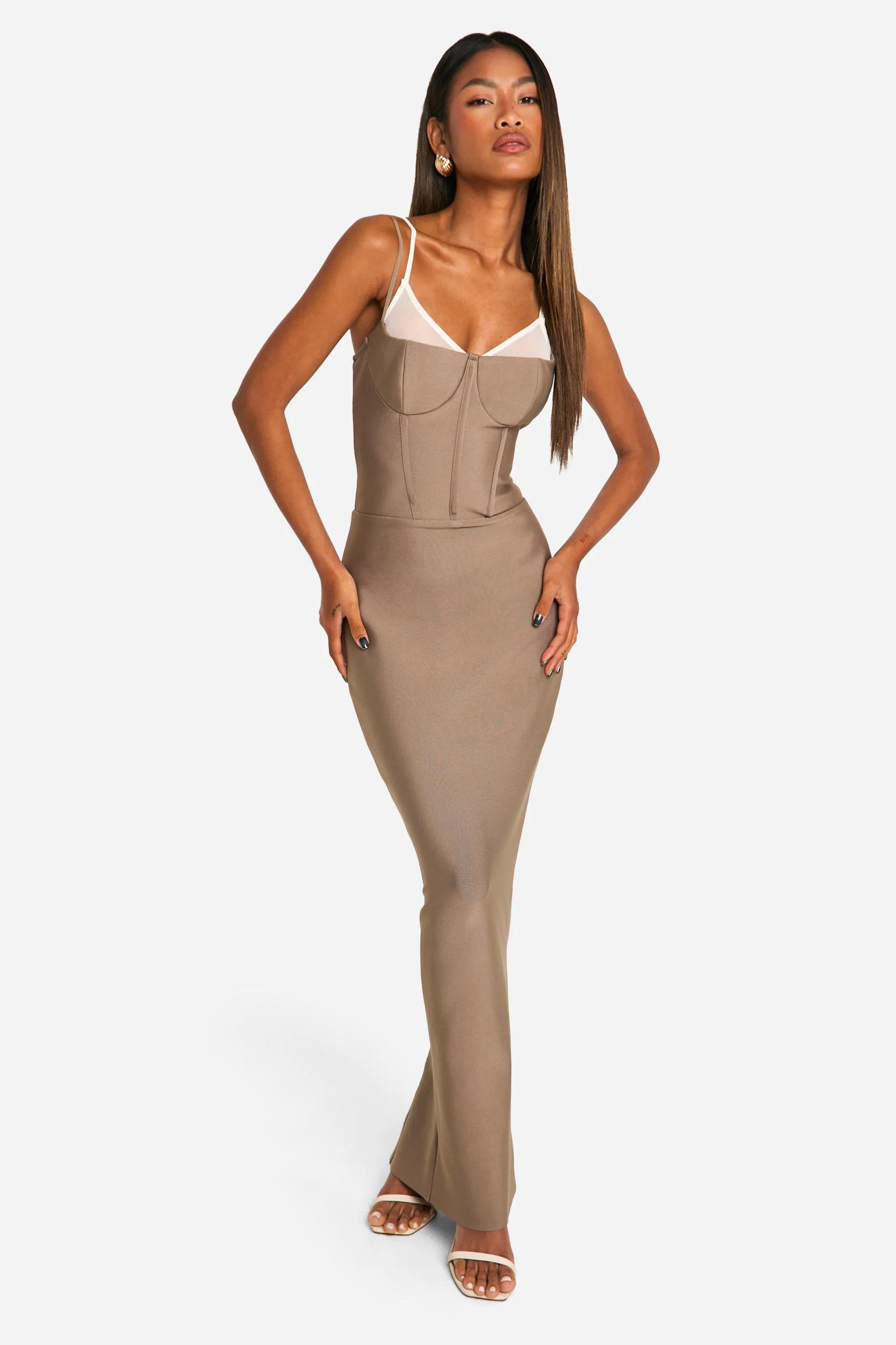 Maxi Dress with Double Layer Bandage Corset