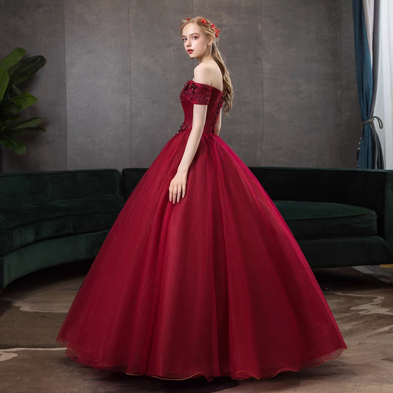 Melvy Red Off Shoulder Ball Gown - 3 Color Options