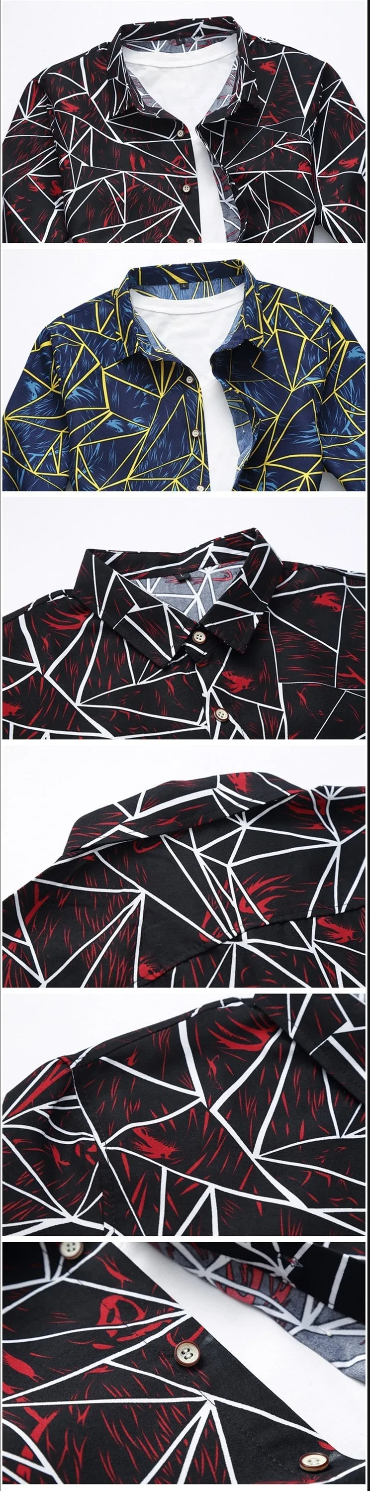 Floral Print Men's Casual Slim Fit Long Sleeve Shirt.