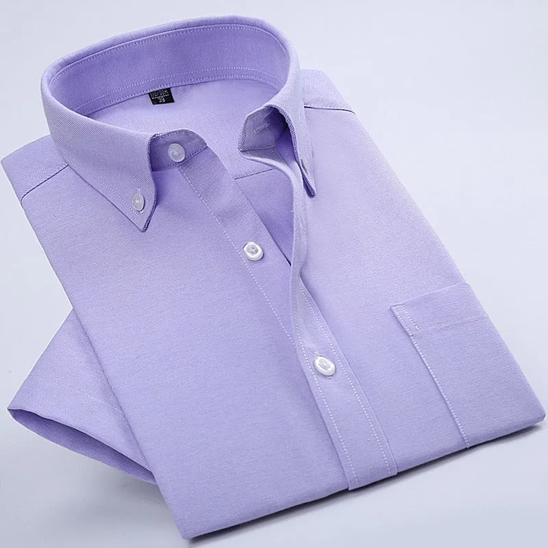 Men's Oxford Cotton Shirt | Slim Fit Long Sleeve | Casual Solid Color | Pocket