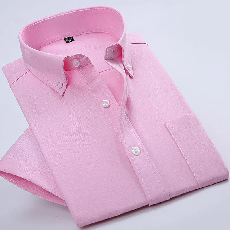 Men's Oxford Cotton Shirt | Slim Fit Long Sleeve | Casual Solid Color | Pocket