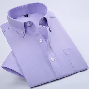 Men's Oxford Cotton Shirt | Slim Fit Long Sleeve | Casual Solid Color | Pocket