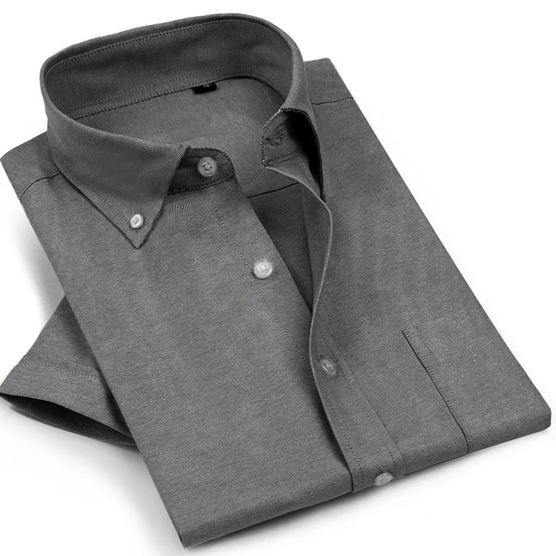 Men's Oxford Cotton Shirt | Slim Fit Long Sleeve | Casual Solid Color | Pocket