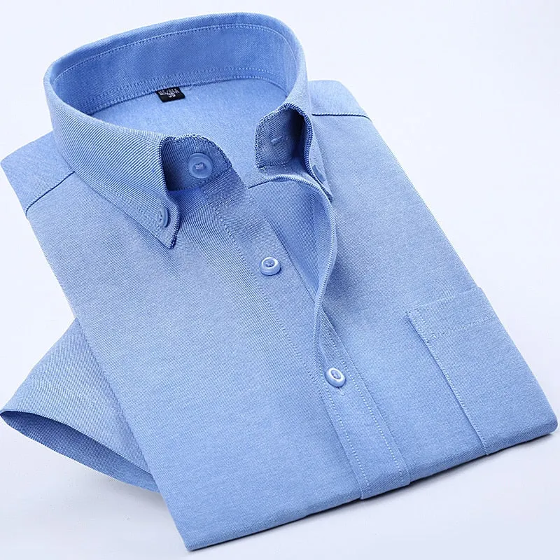 Men's Oxford Cotton Shirt | Slim Fit Long Sleeve | Casual Solid Color | Pocket