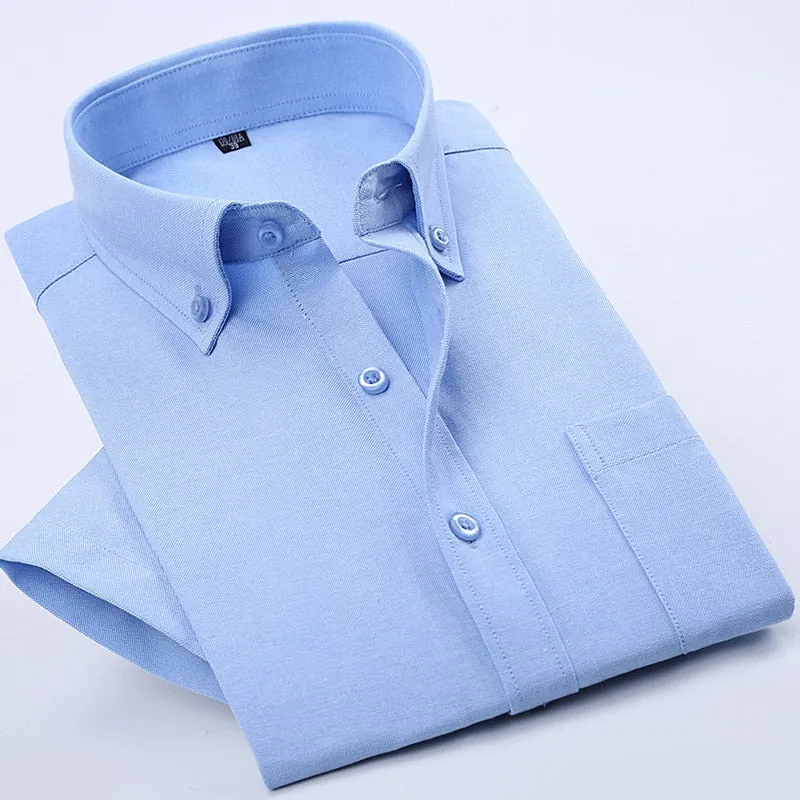 Men's Oxford Cotton Shirt | Slim Fit Long Sleeve | Casual Solid Color | Pocket