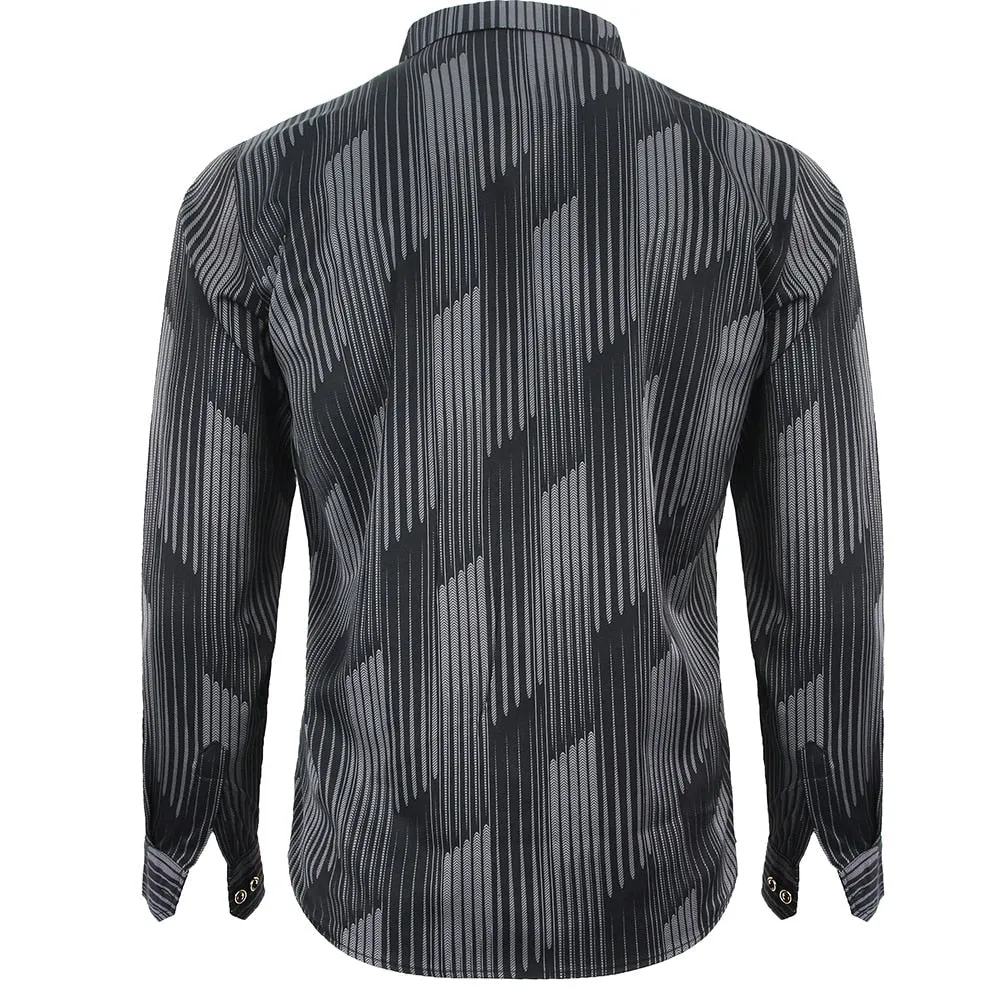 Men's Casual Style Streetwear Slim Square Collar Long Sleeve Shirt