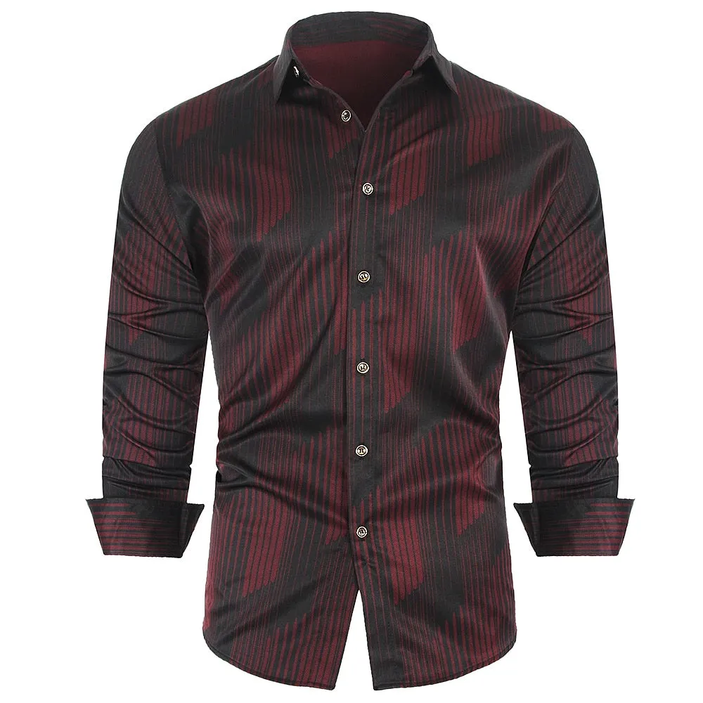 Men's Casual Style Streetwear Slim Square Collar Long Sleeve Shirt