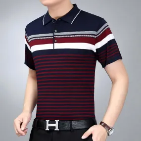 Cotton Striped Slim Fit Polo Shirt for Men