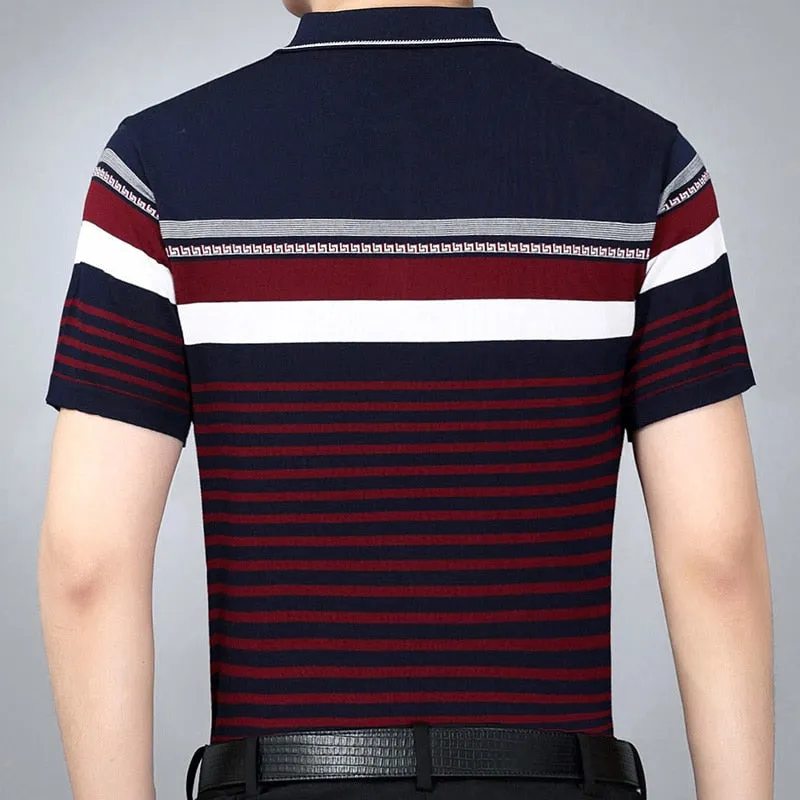 Cotton Striped Slim Fit Polo Shirt for Men