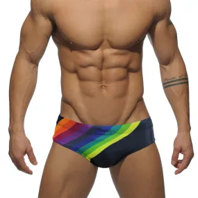 Men's Rainbow Polyester Push-Up Briefs for Beach Surfing