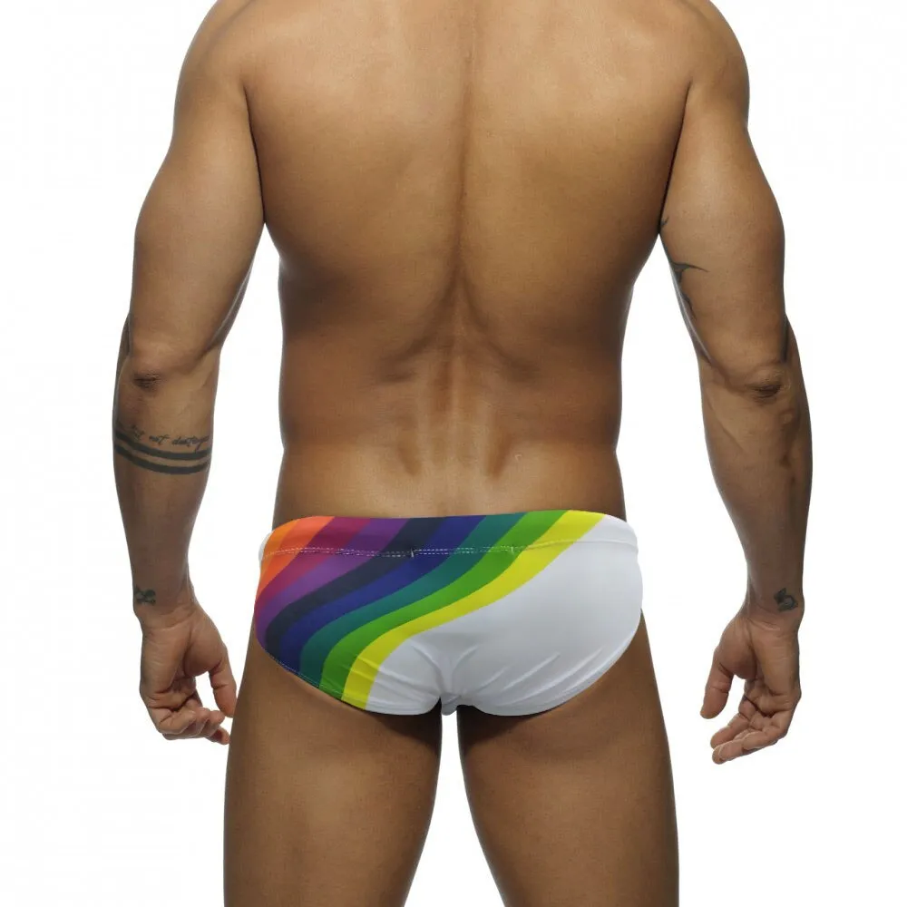 Men's Rainbow Polyester Push-Up Briefs for Beach Surfing