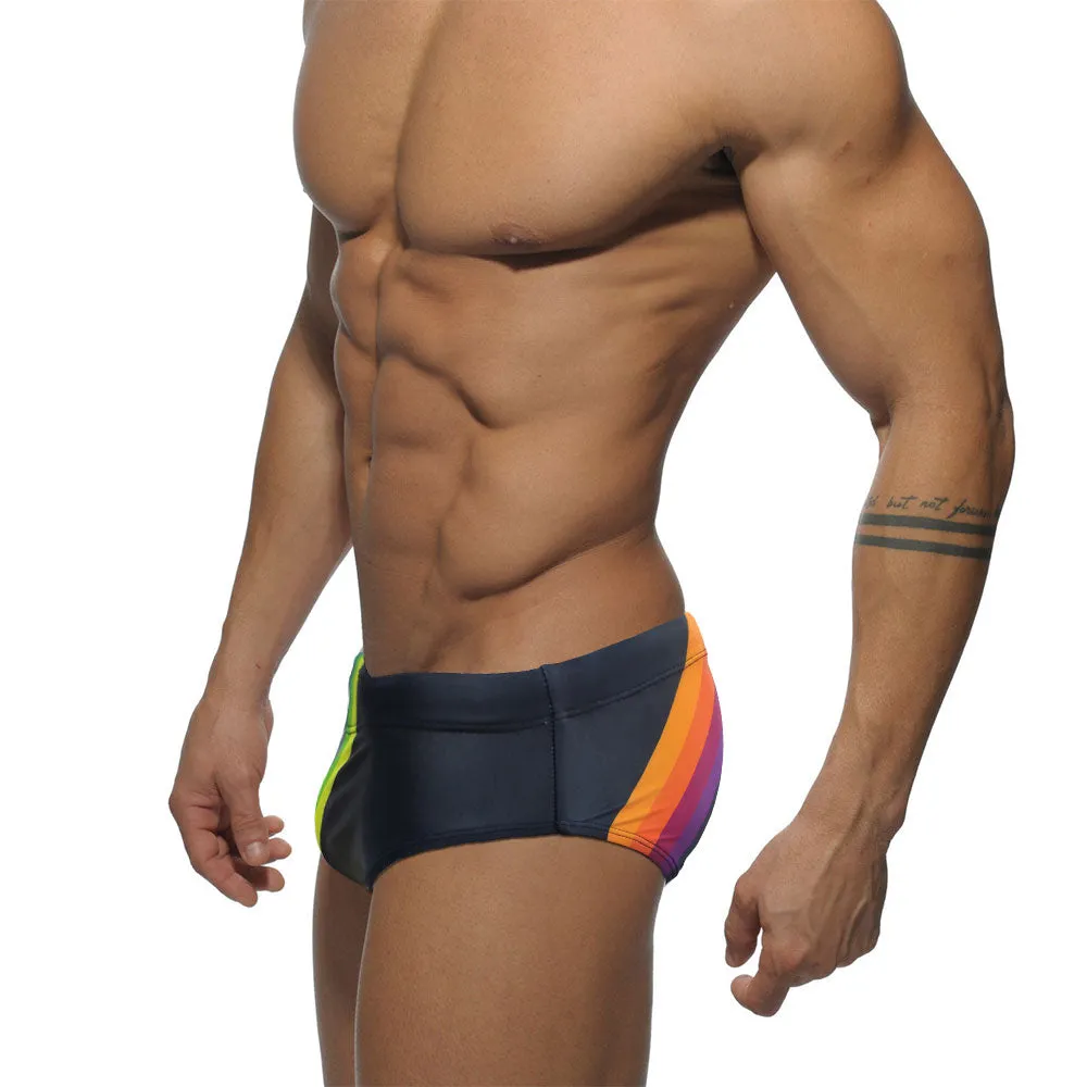 Men's Rainbow Polyester Push-Up Briefs for Beach Surfing