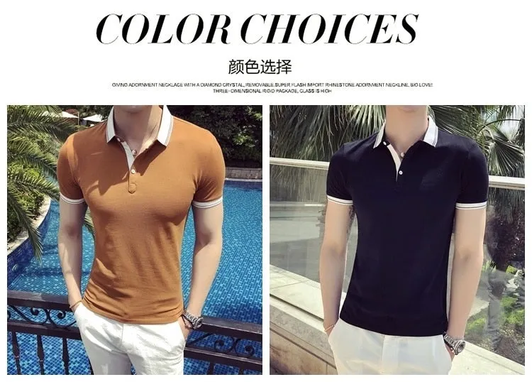 Slim Fit Short Sleeve Men's Spring Formal Business Shirt with Solid Color.