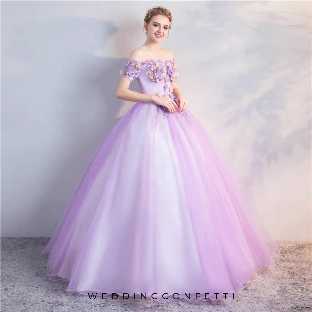 Merilyn Lilac Off Shoulder Ball Gown - 2 Color Options