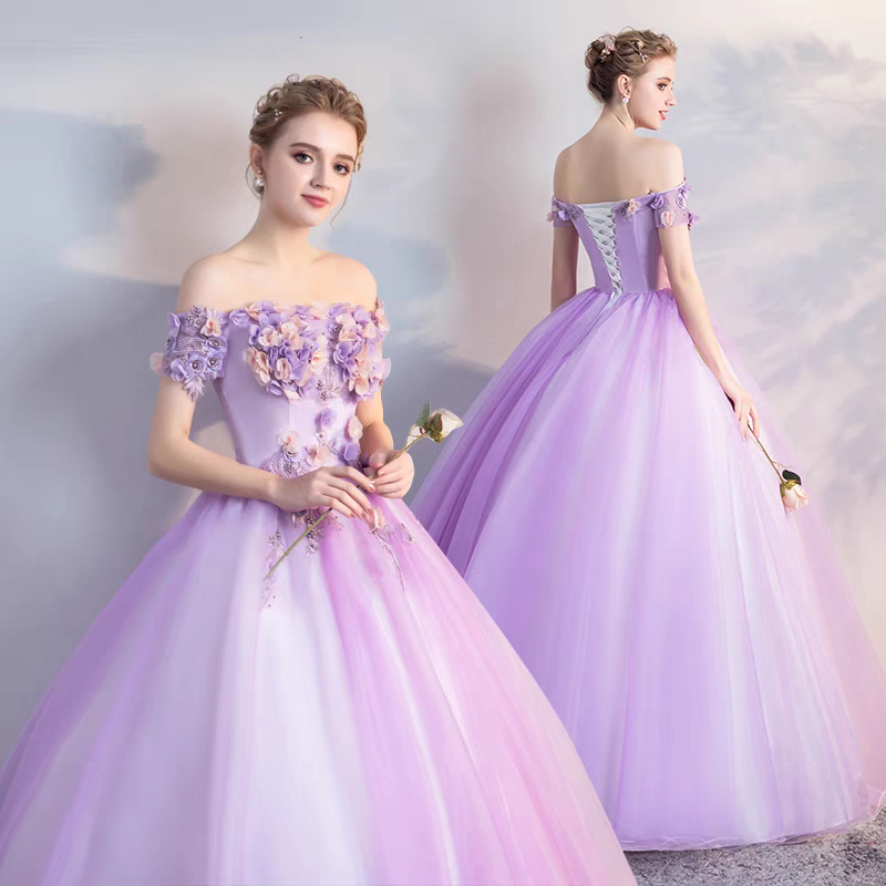 Merilyn Lilac Off Shoulder Ball Gown - 2 Color Options