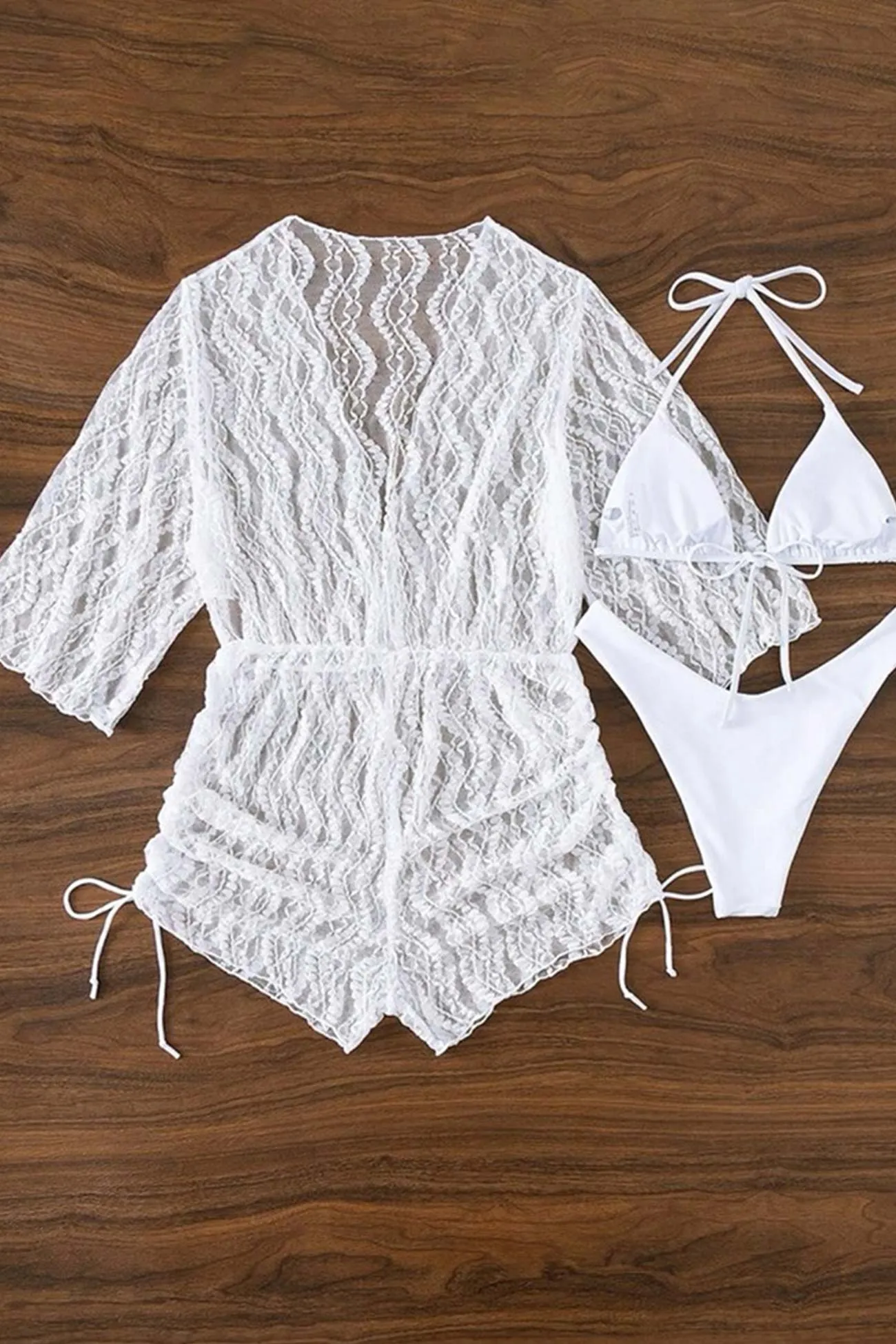 Mesh Rompers Bikini Cover-up Set