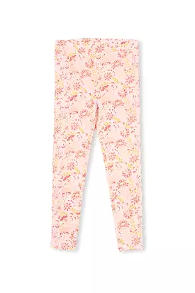 Milky Pink Paisley Leggings - Blossom Print