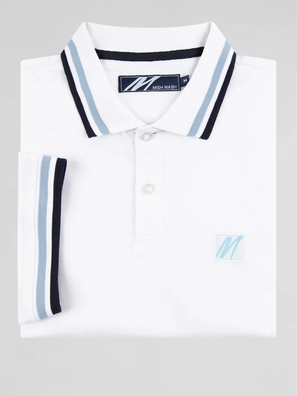 Mish Mash White Pique Polo Shirt