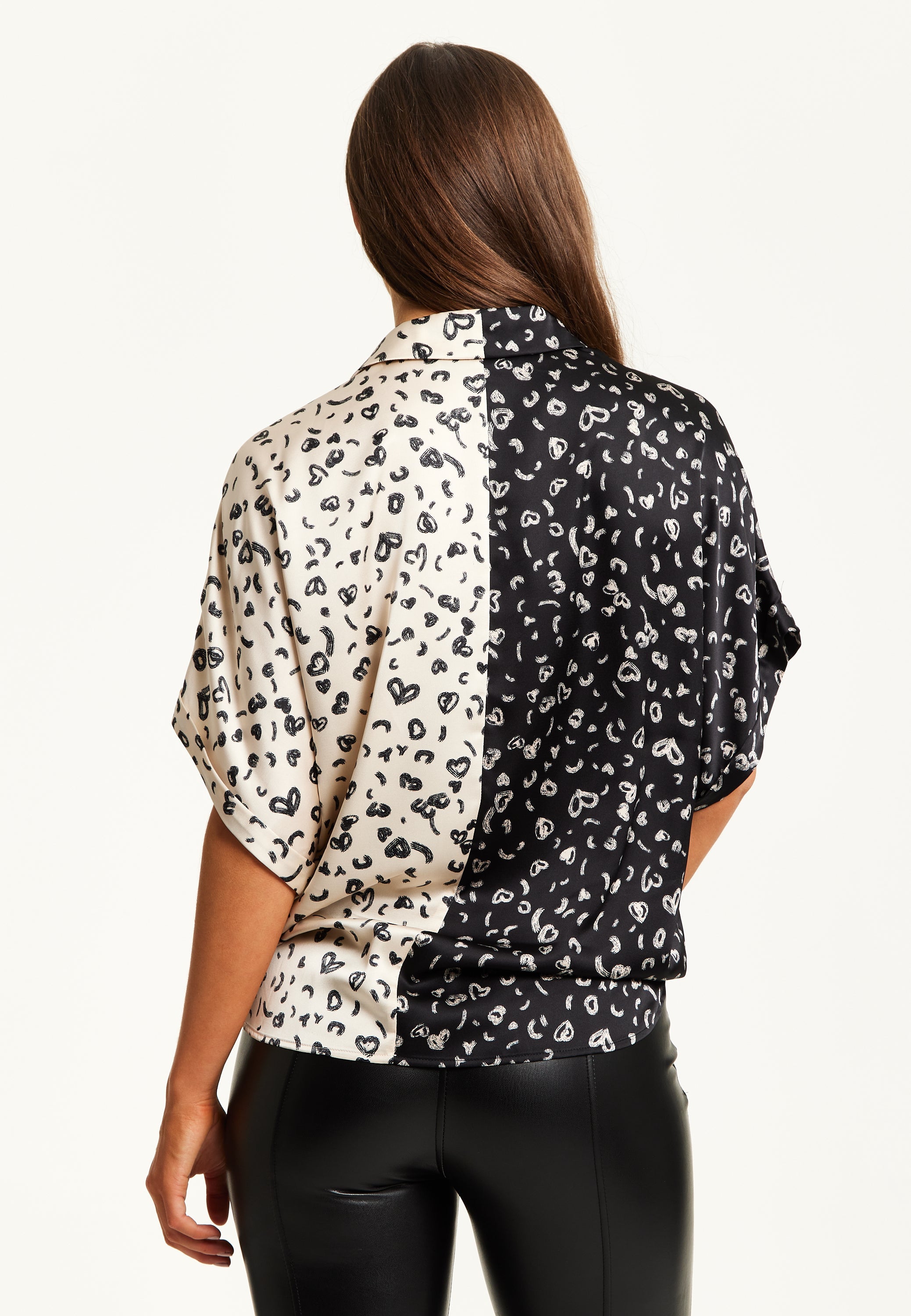 Monochrome Heart Print Shirt | Short Sleeve | Liquorish