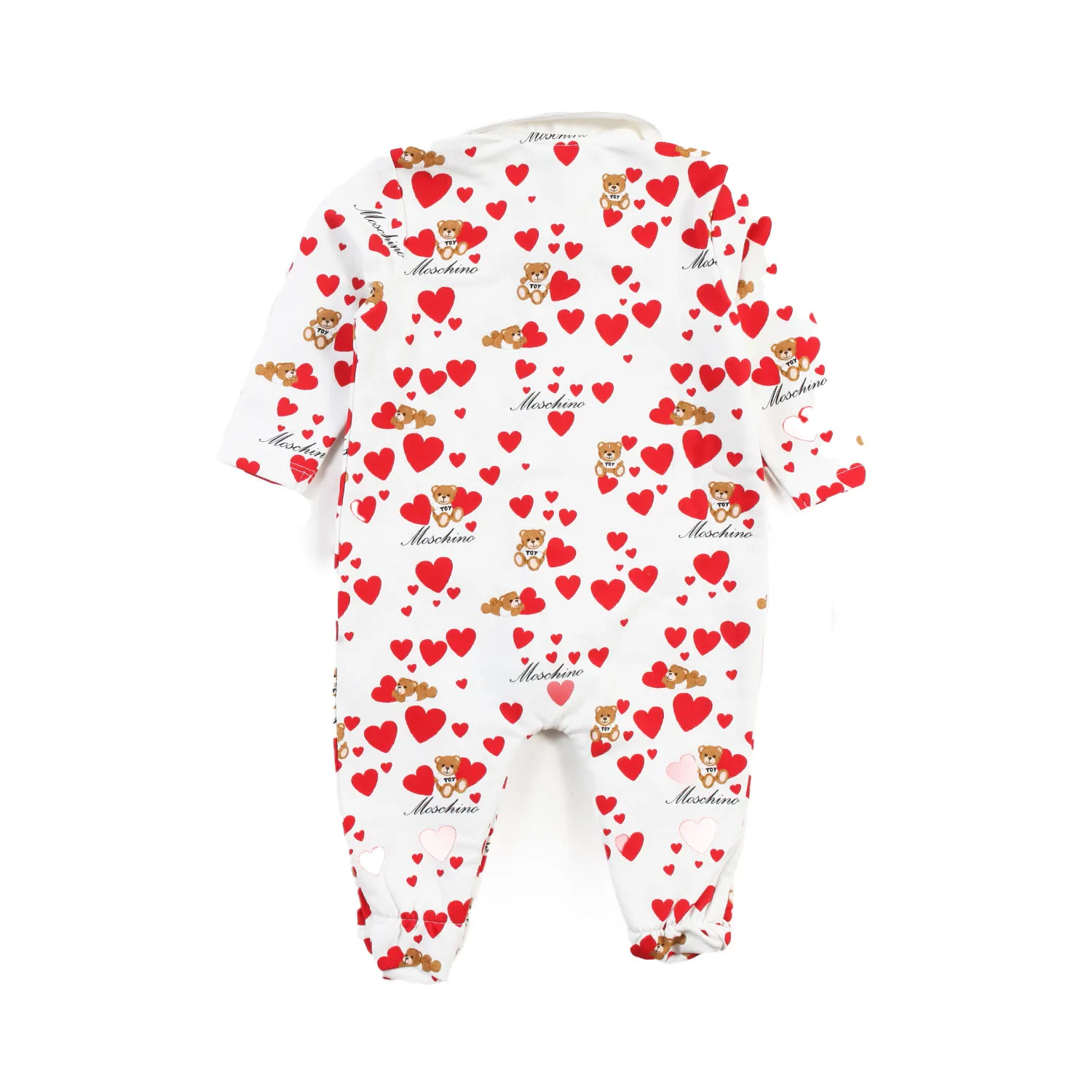 Moschino Cream Romper Red Hearts Baby Girl