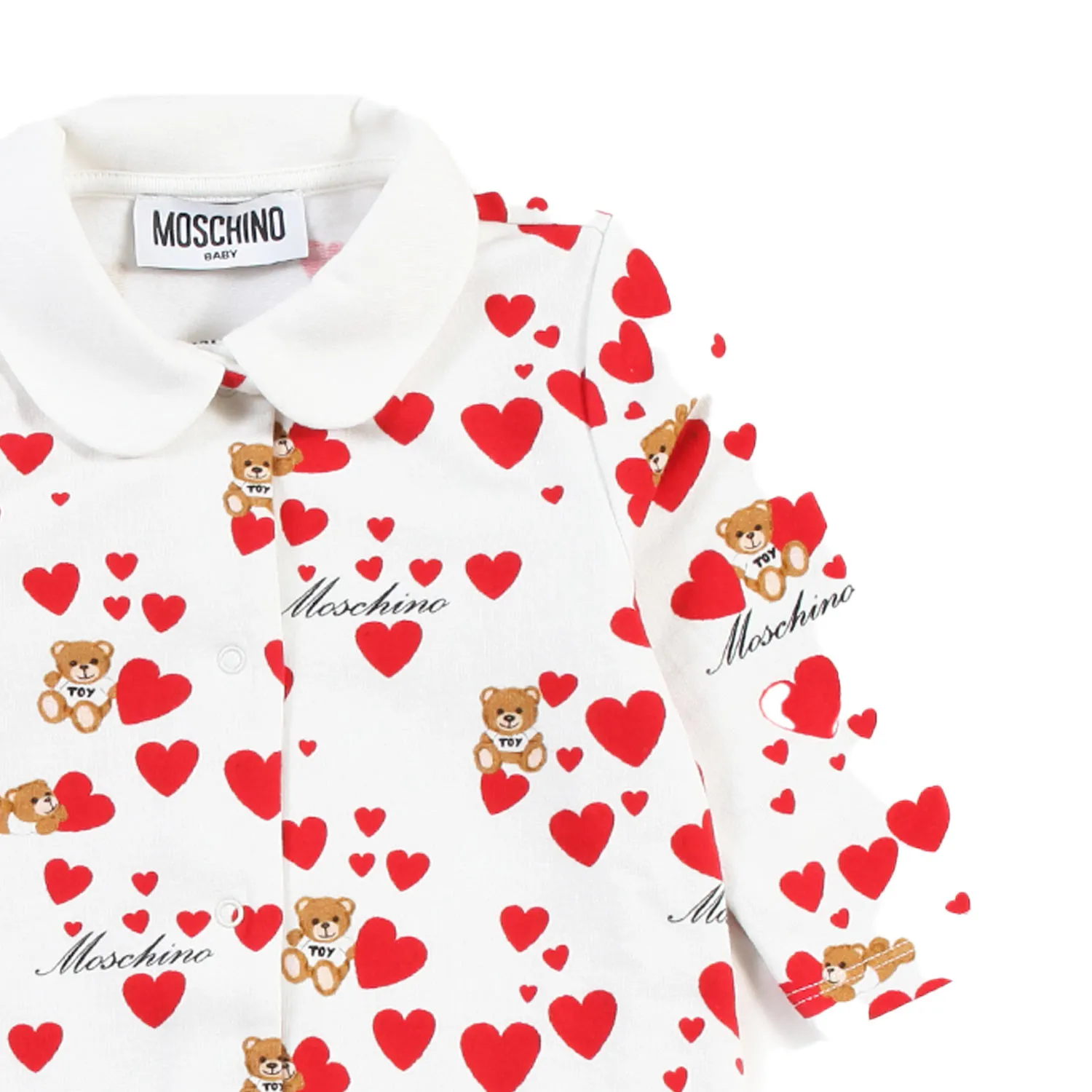 Moschino Cream Romper Red Hearts Baby Girl