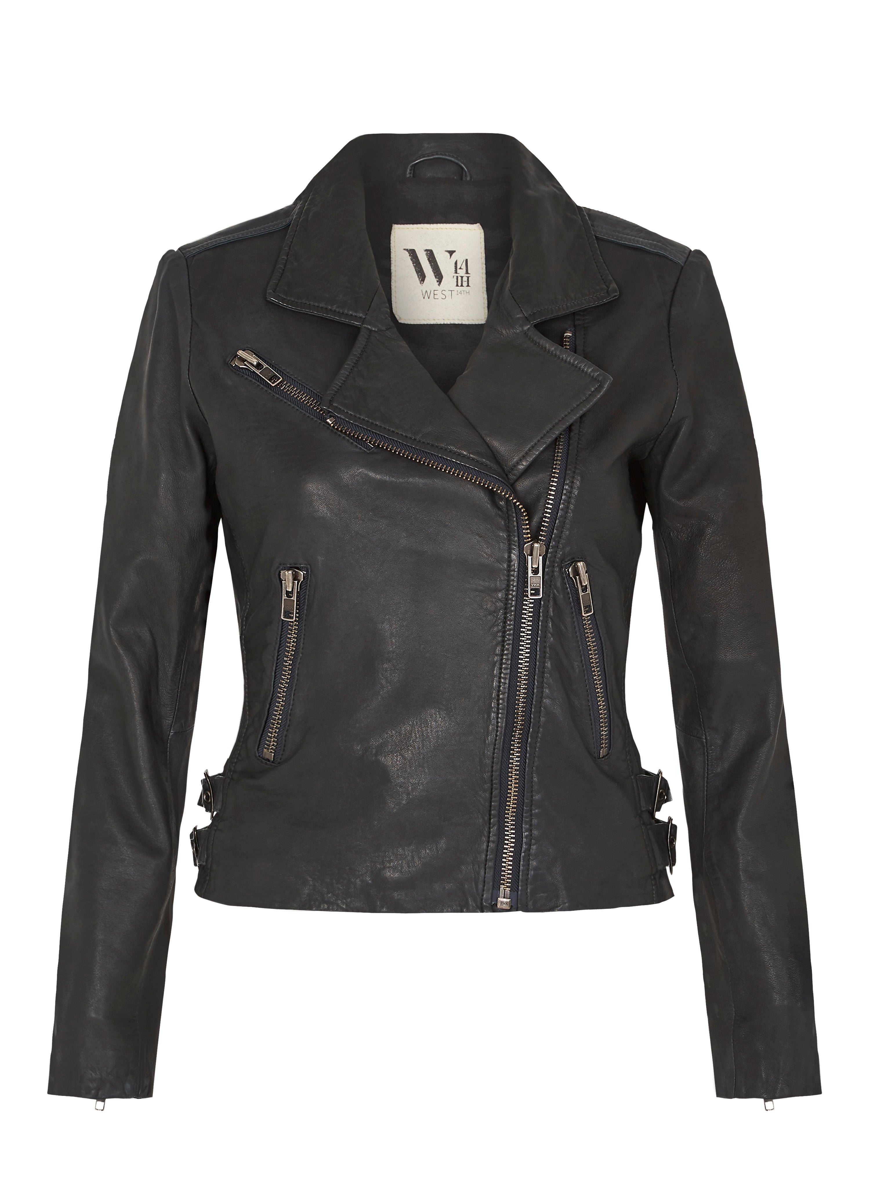 Motorcycle Jacket Black Leather - New York Style