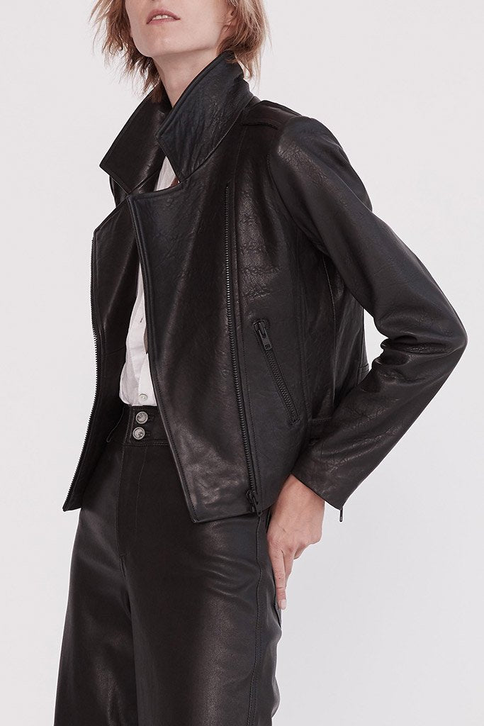 Motorcycle Jacket Black Leather - New York Style