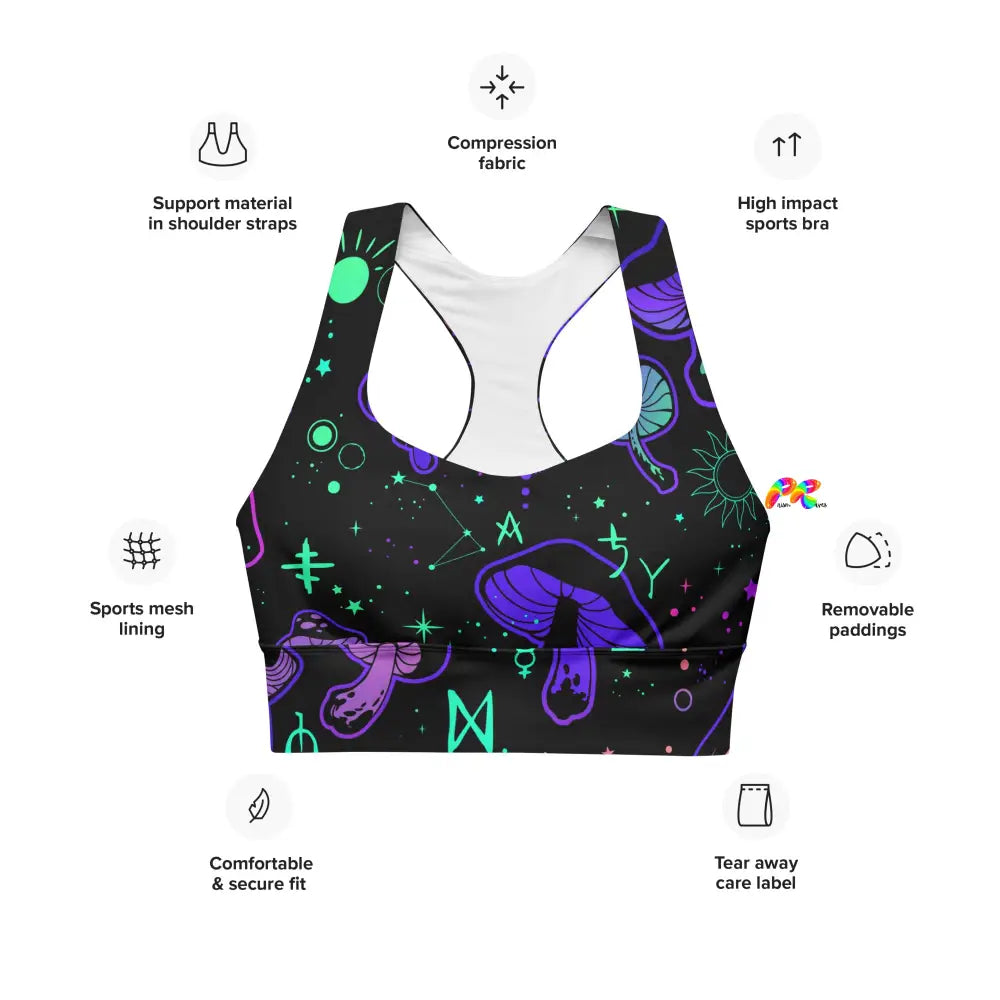 Mushroom Cult Rave Athletic Bra