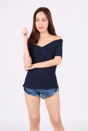 Navy Blue Off Shoulder Top