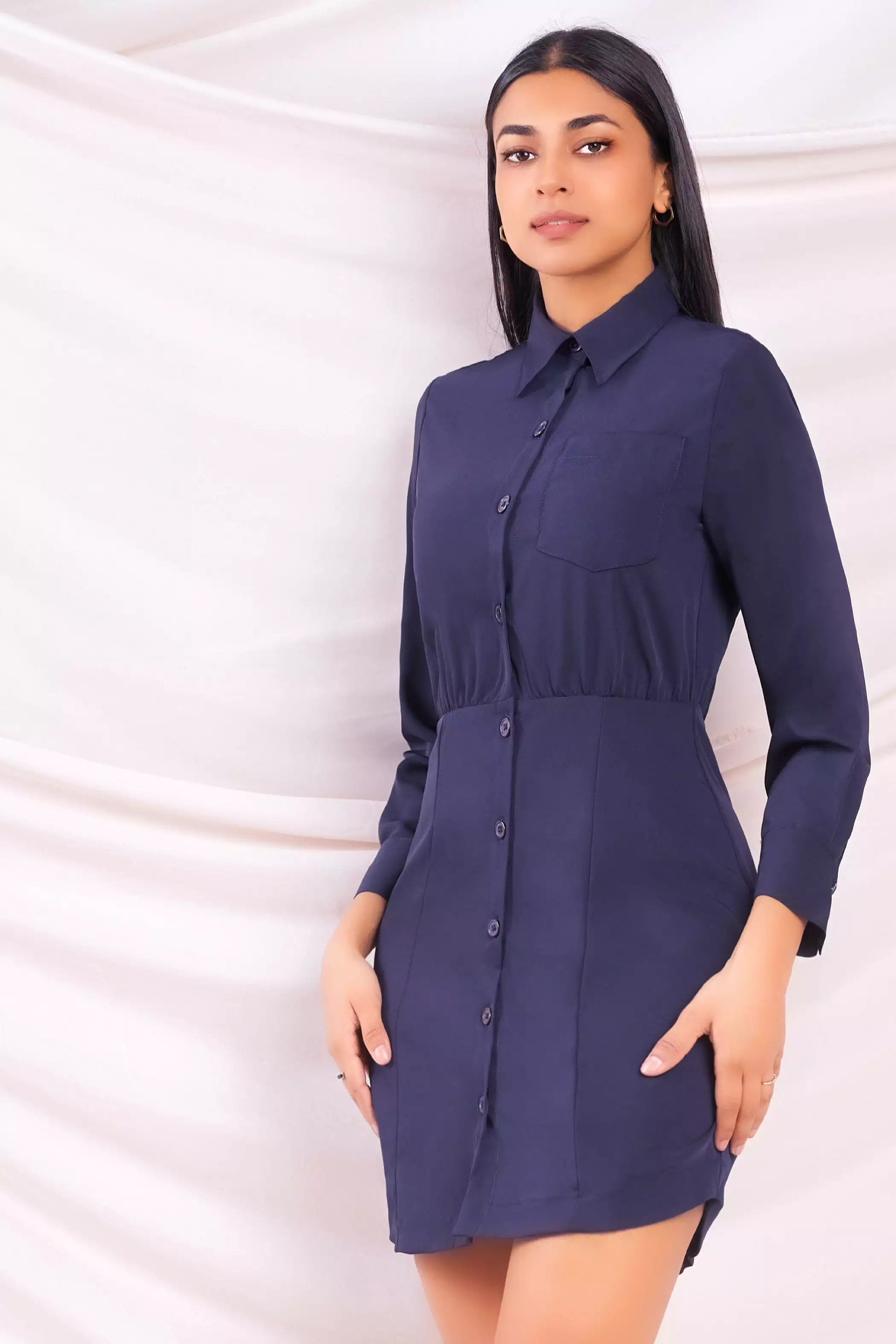 Navy Blue Shirt Dress