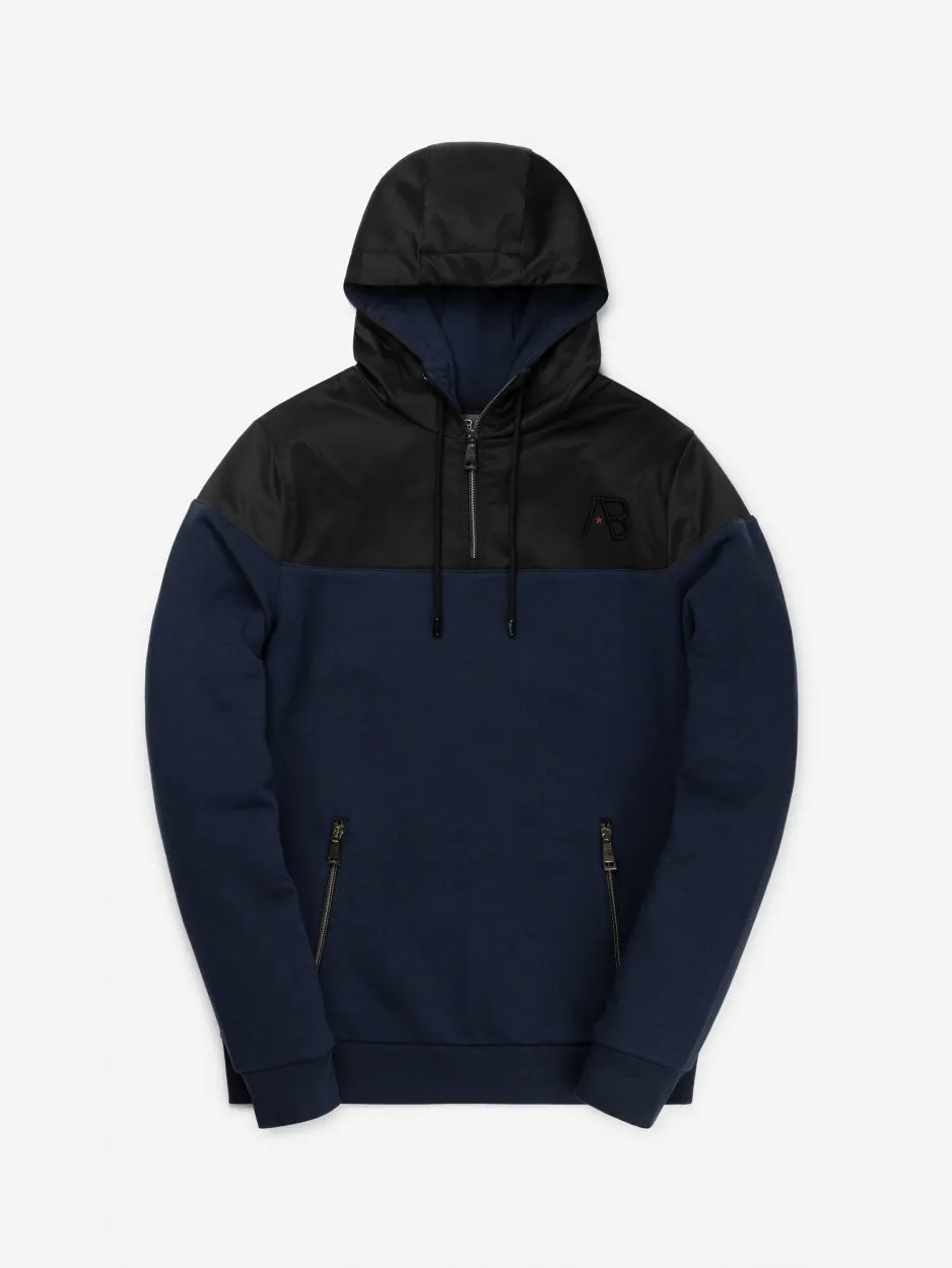 Navy Hooded Track Sweater