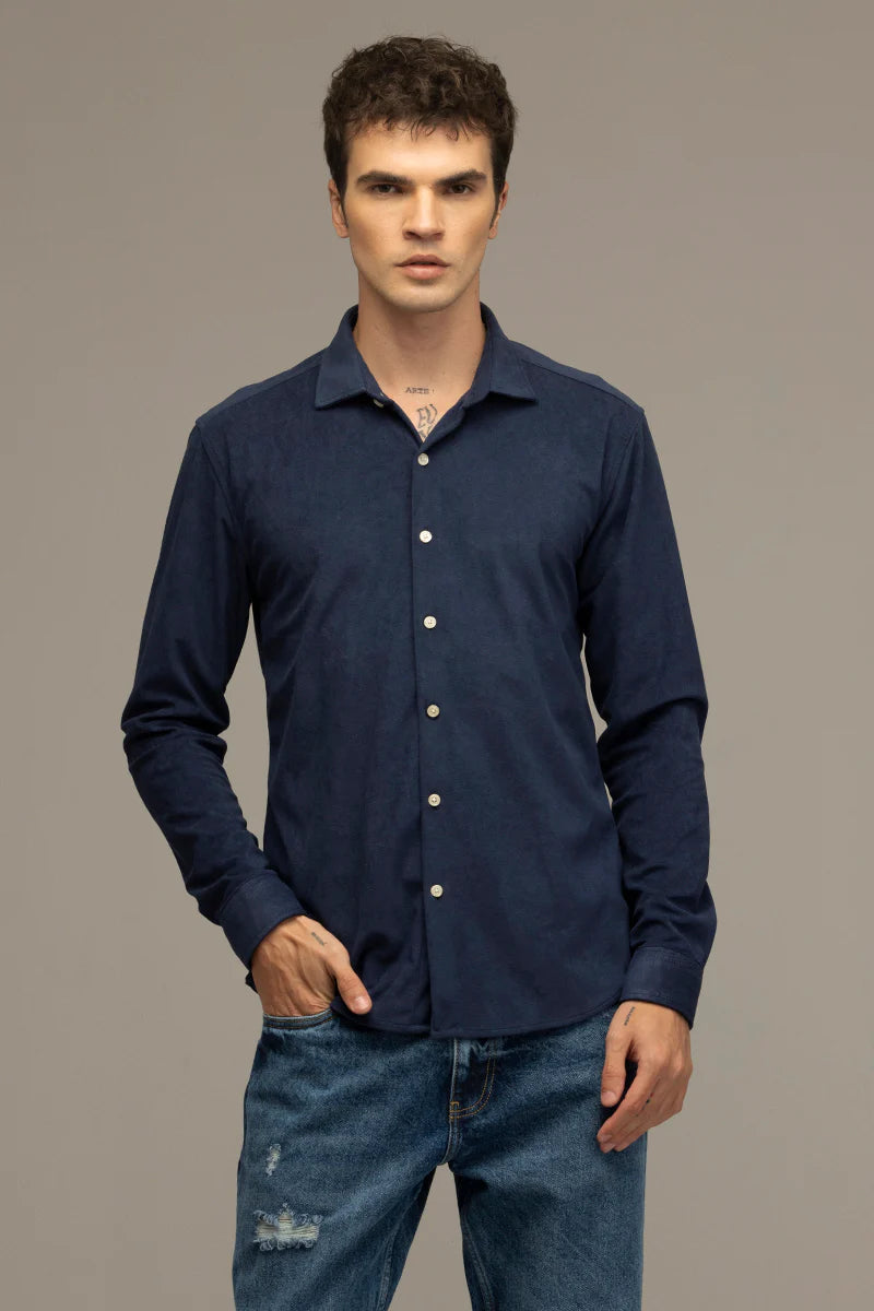 Navy shirt for a smooth sailing experience.