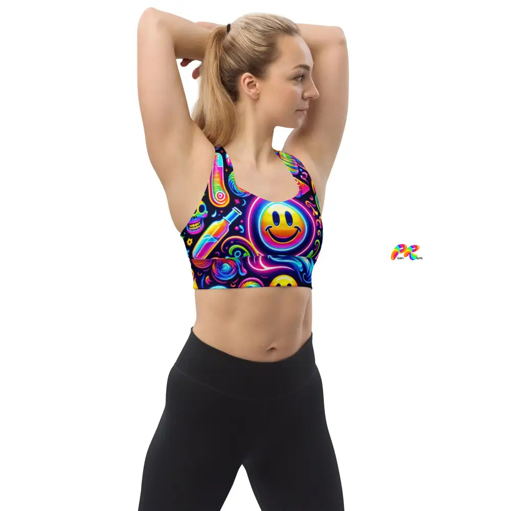 Neon Bliss Rave Sports Bra