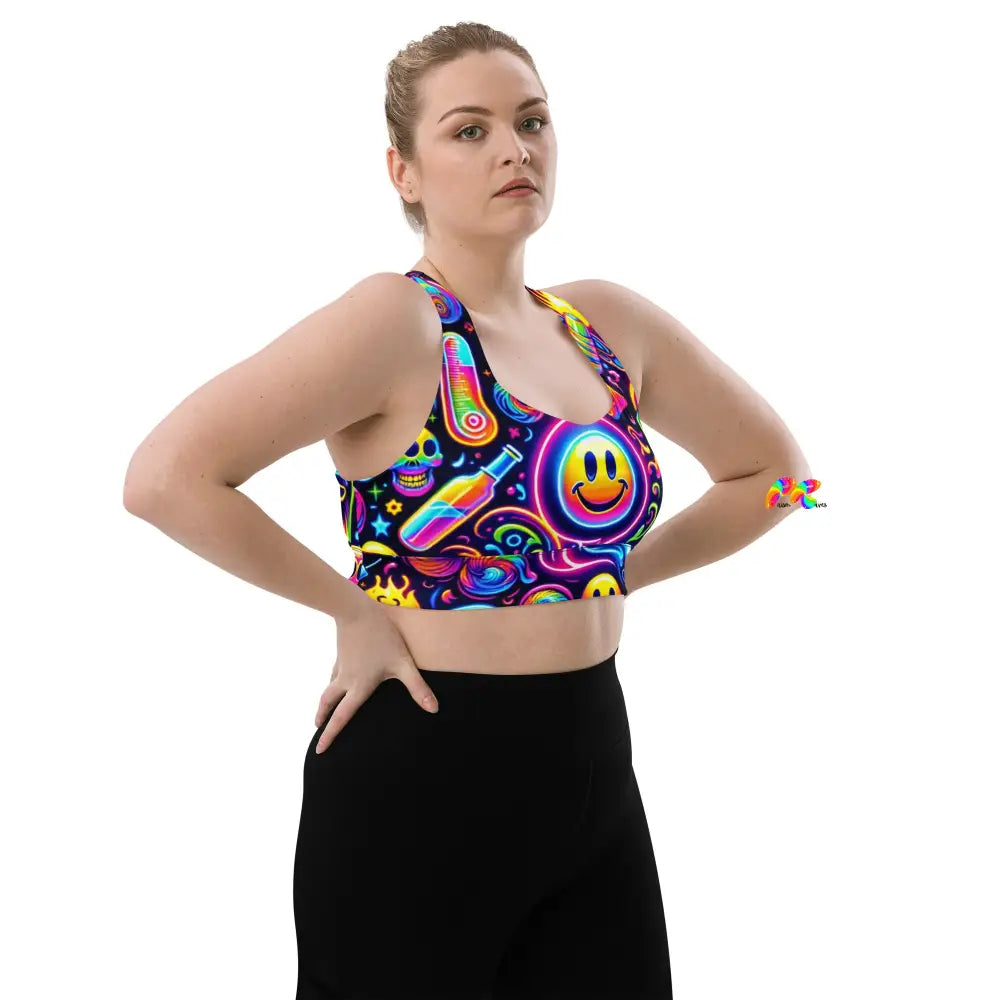 Neon Bliss Rave Sports Bra