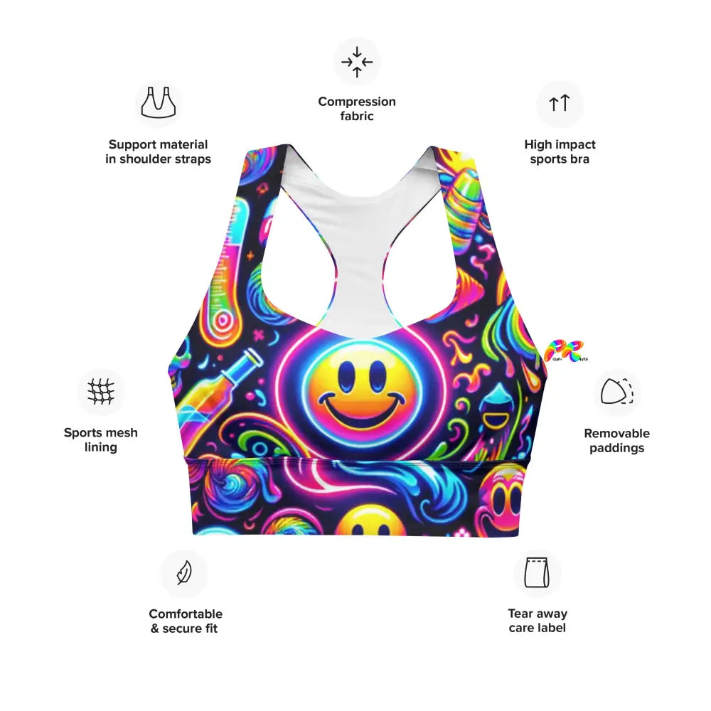 Neon Bliss Rave Sports Bra