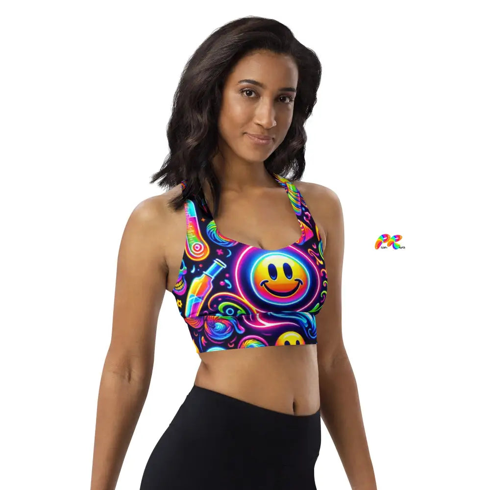 Neon Bliss Rave Sports Bra