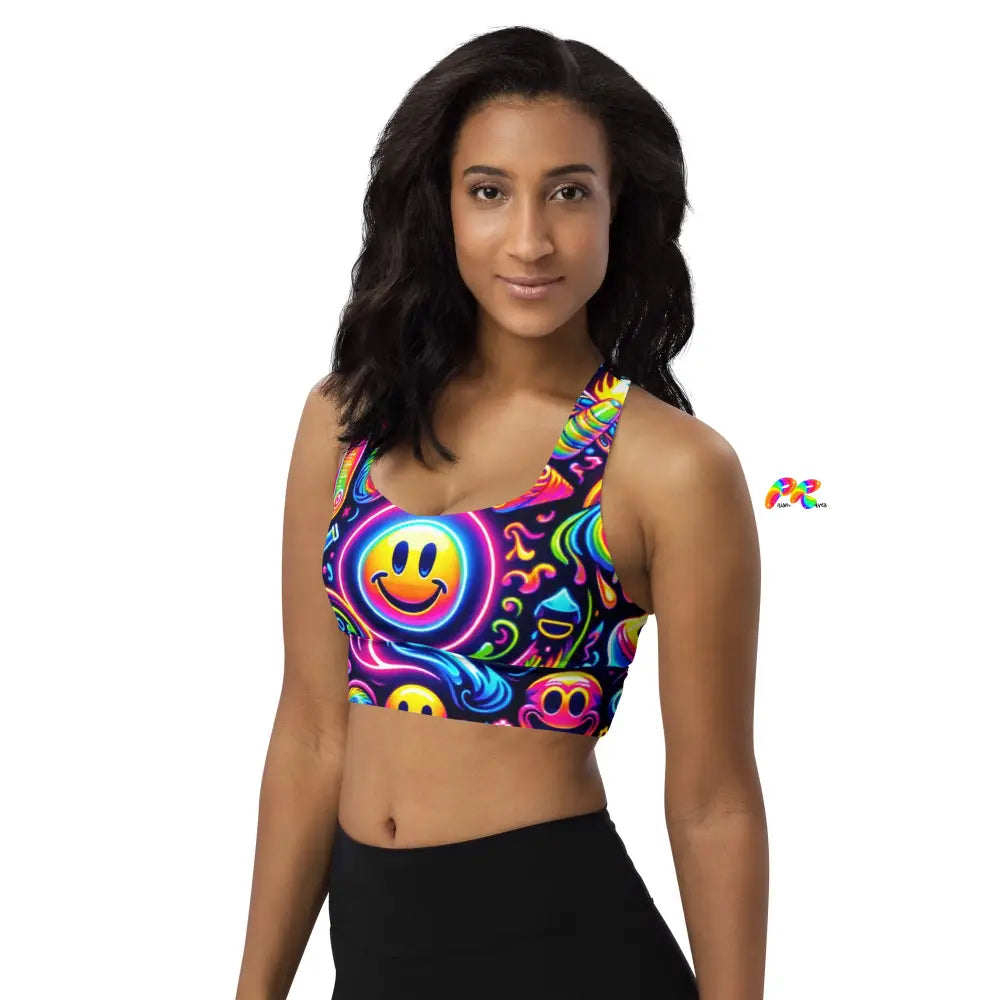 Neon Bliss Rave Sports Bra