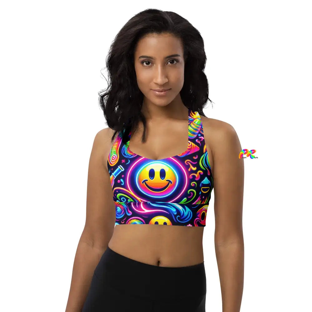 Neon Bliss Rave Sports Bra