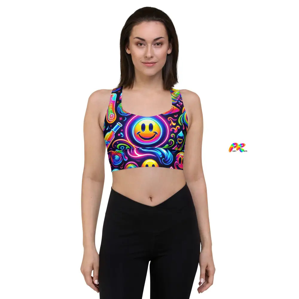 Neon Bliss Rave Sports Bra