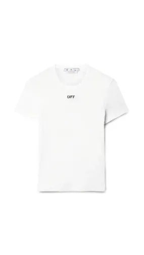 White Ribbed Basic Tee - Off Stamp