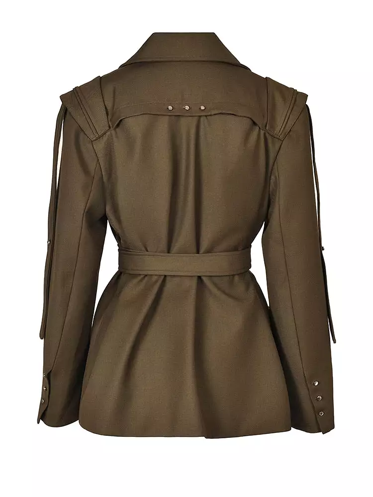 Office Blazer Women Loose Fit Jacket Lined Belted